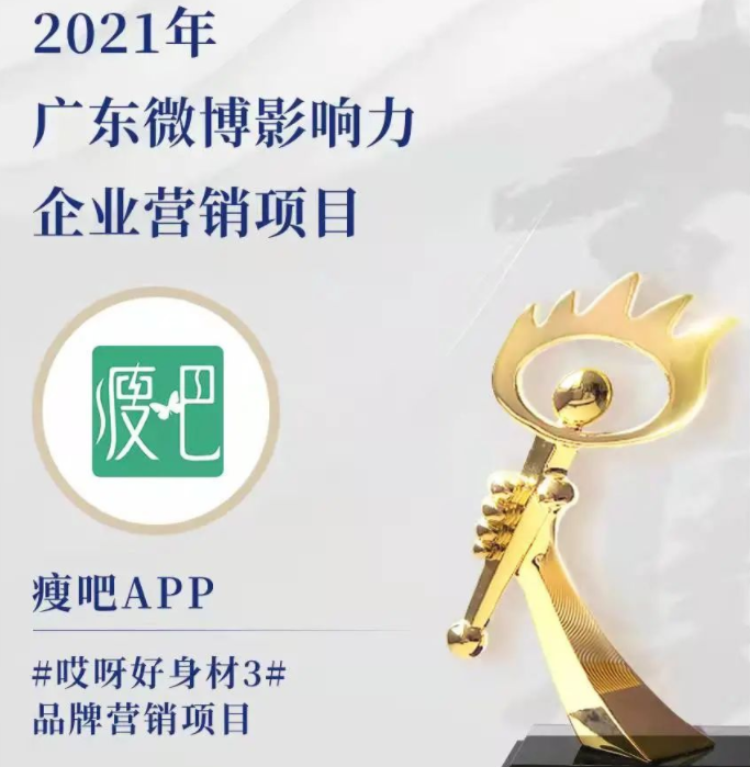 荣耀|瘦吧APP荣获“2021年广东微博影响力企业营销项目”